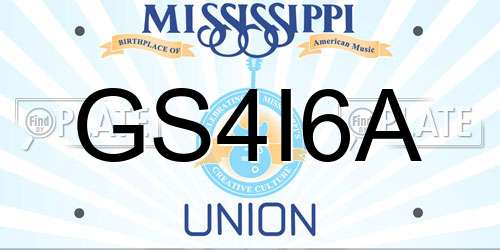 GS4I6A Mississippi License Plate
