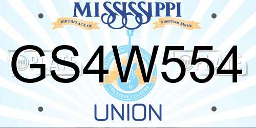 GS4W554 Mississippi License Plate