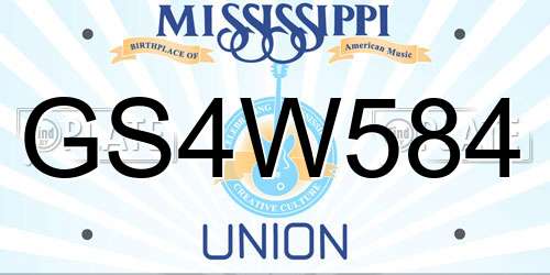 GS4W584 Mississippi License Plate