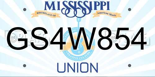 GS4W854 Mississippi License Plate