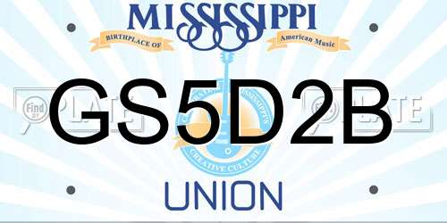 GS5D2B Mississippi License Plate