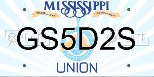 GS5D2S Mississippi License Plate