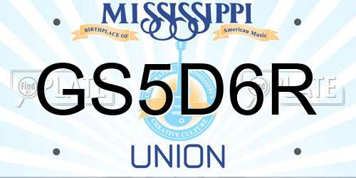GS5D6R Mississippi License Plate