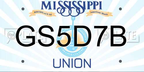 GS5D7B Mississippi License Plate