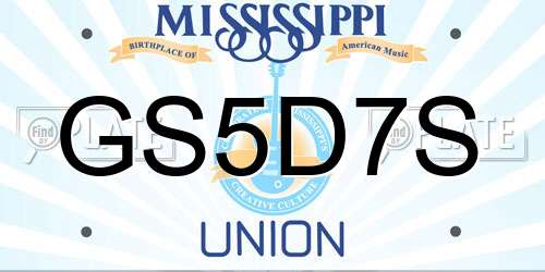 GS5D7S Mississippi License Plate