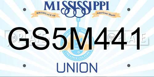 GS5M441 Mississippi License Plate