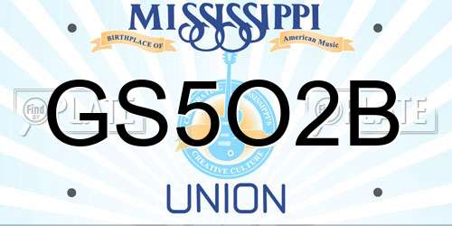 GS5O2B Mississippi License Plate