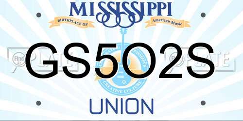 GS5O2S Mississippi License Plate