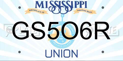 GS5O6R Mississippi License Plate