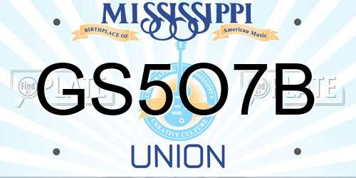 GS5O7B Mississippi License Plate