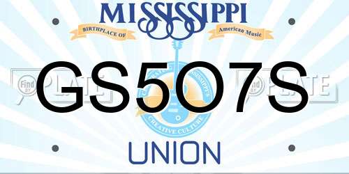 GS5O7S Mississippi License Plate