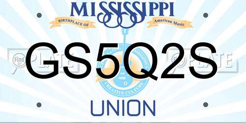 GS5Q2S Mississippi License Plate