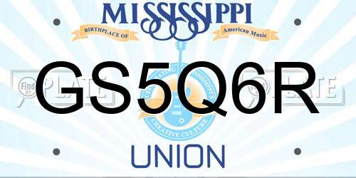 GS5Q6R Mississippi License Plate