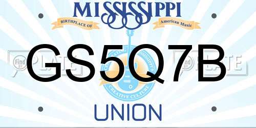 GS5Q7B Mississippi License Plate