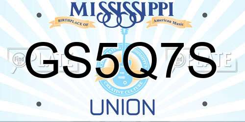 GS5Q7S Mississippi License Plate