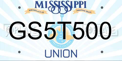 GS5T500 Mississippi License Plate