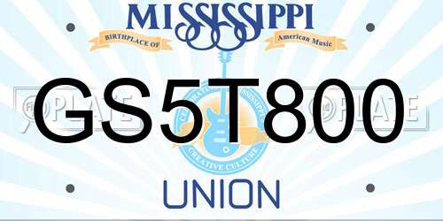 GS5T800 Mississippi License Plate