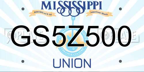 GS5Z500 Mississippi License Plate