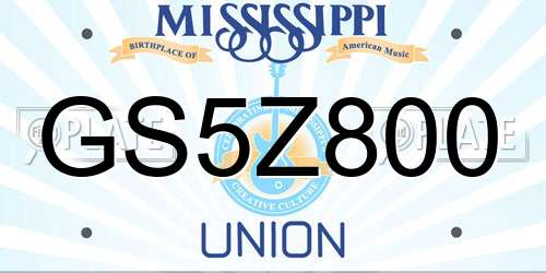 GS5Z800 Mississippi License Plate