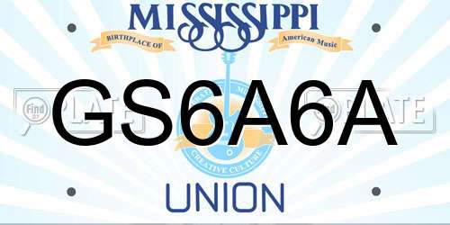 GS6A6A Mississippi License Plate
