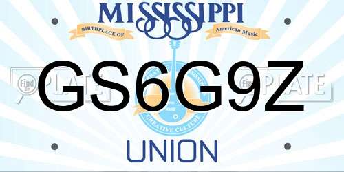 GS6G9Z Mississippi License Plate