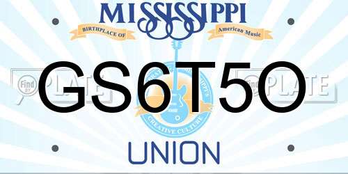 GS6T5O Mississippi License Plate