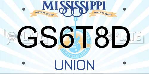 GS6T8D Mississippi License Plate