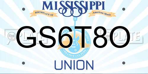 GS6T8O Mississippi License Plate