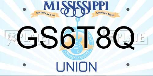 GS6T8Q Mississippi License Plate