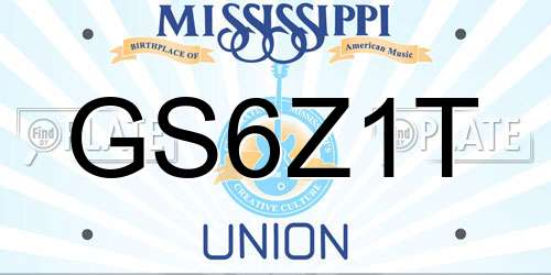 GS6Z1T Mississippi License Plate