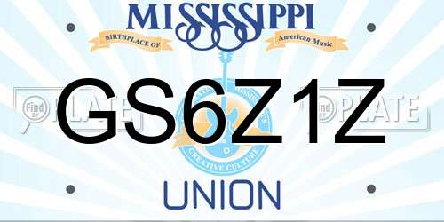 GS6Z1Z Mississippi License Plate
