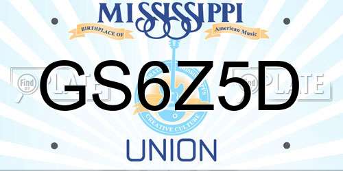 GS6Z5D Mississippi License Plate