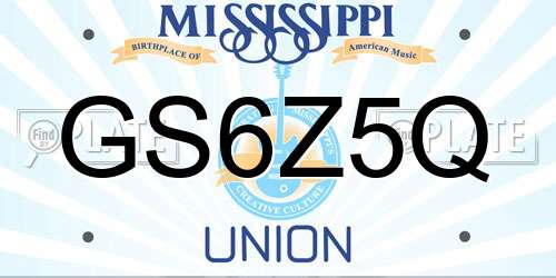 GS6Z5Q Mississippi License Plate