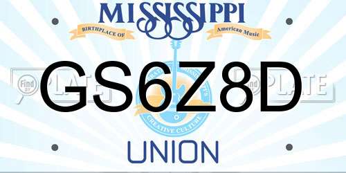 GS6Z8D Mississippi License Plate
