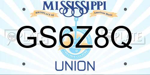 GS6Z8Q Mississippi License Plate