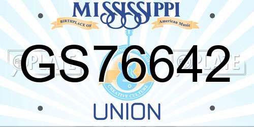GS76642 Mississippi License Plate