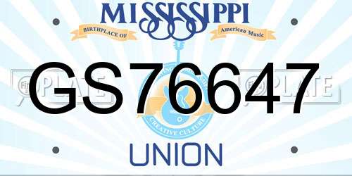 GS76647 Mississippi License Plate