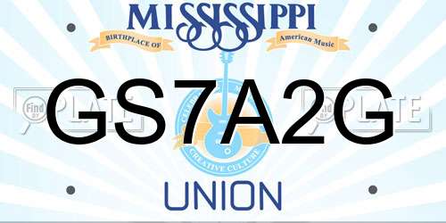 GS7A2G Mississippi License Plate
