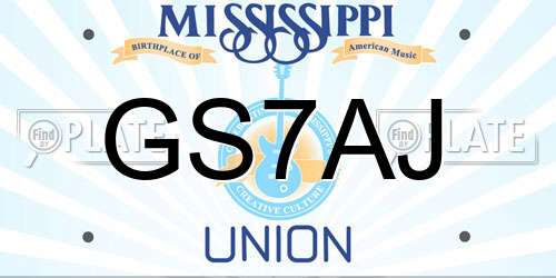 GS7AJ Mississippi License Plate