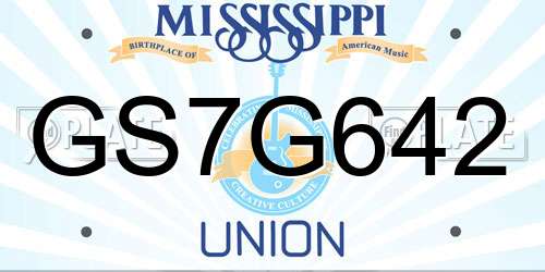 GS7G642 Mississippi License Plate