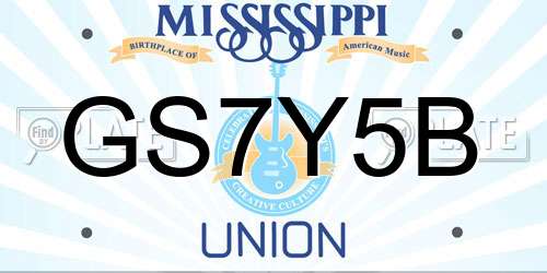 GS7Y5B Mississippi License Plate