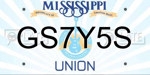 GS7Y5S Mississippi License Plate