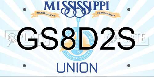 GS8D2S Mississippi License Plate
