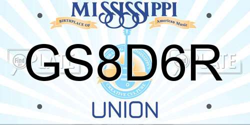 GS8D6R Mississippi License Plate