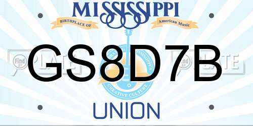 GS8D7B Mississippi License Plate