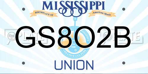 GS8O2B Mississippi License Plate