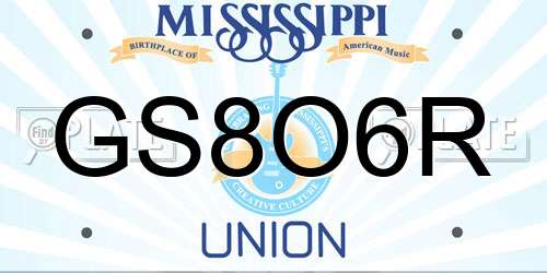 GS8O6R Mississippi License Plate