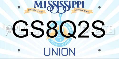 GS8Q2S Mississippi License Plate