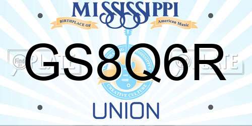 GS8Q6R Mississippi License Plate