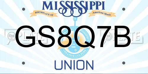 GS8Q7B Mississippi License Plate